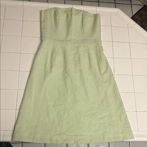 Strapless Seersucker Green and White Stripped dress